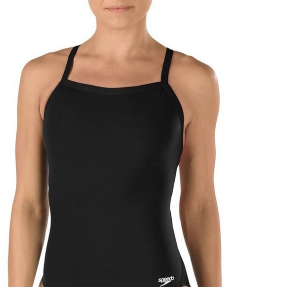 Speedo Endurance Black  Solid Flyback Training Swimsuit size 12 - Picture 1 of 10